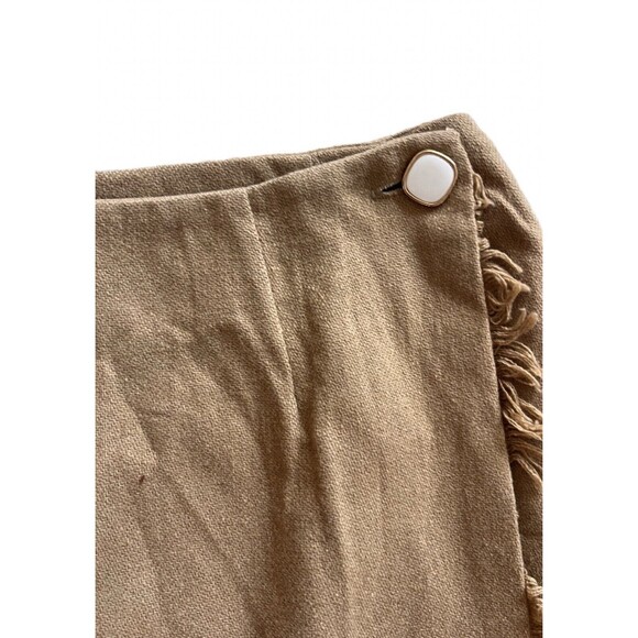 Vintage KGR Wool Blend Wrap Mini Skirt Tan Size 14 - Picture 6 of 7